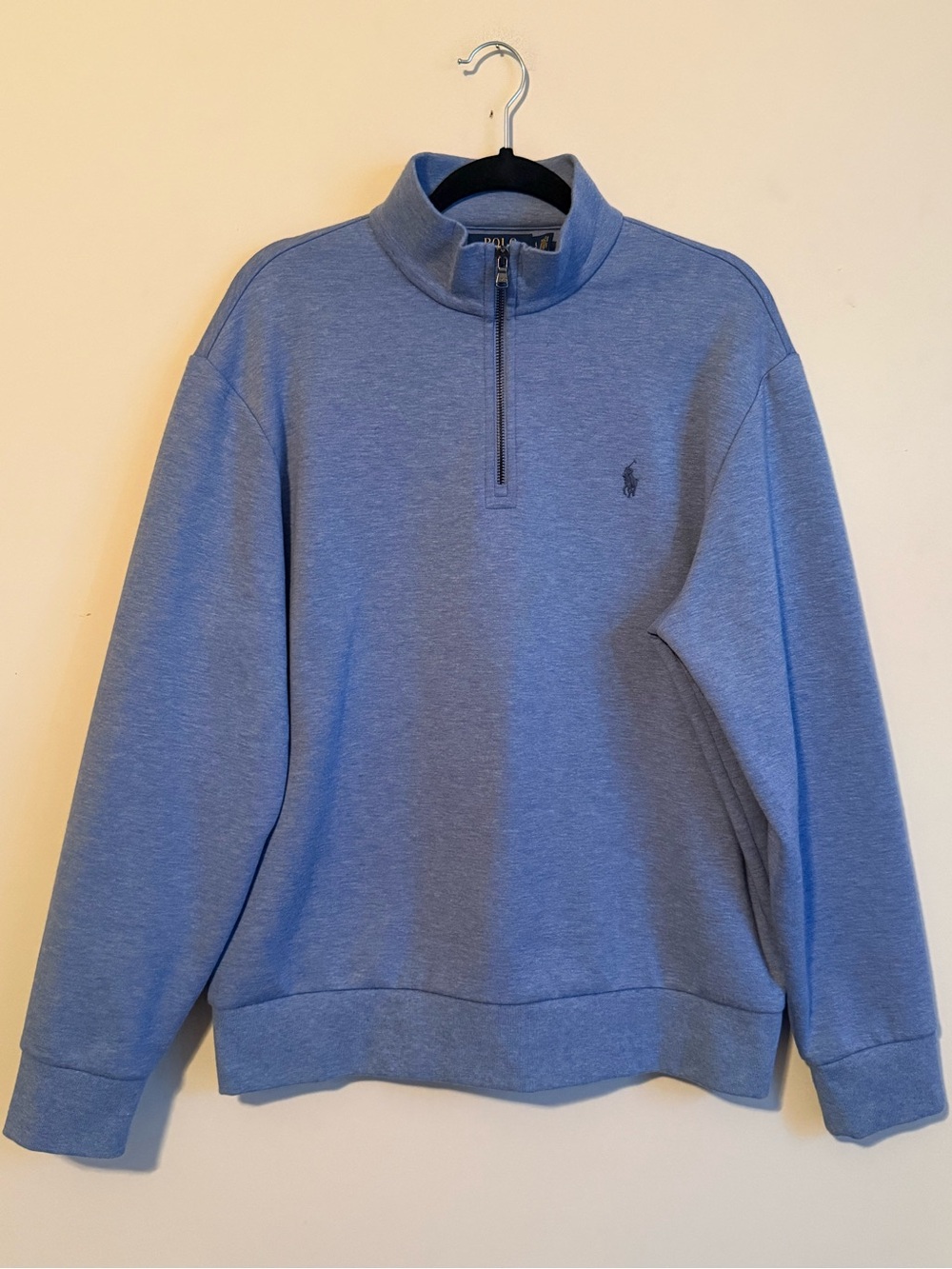 Polo Ralph Lauren Men’s Blue Heather Quarter Zip Pullover Sweatshirt Large